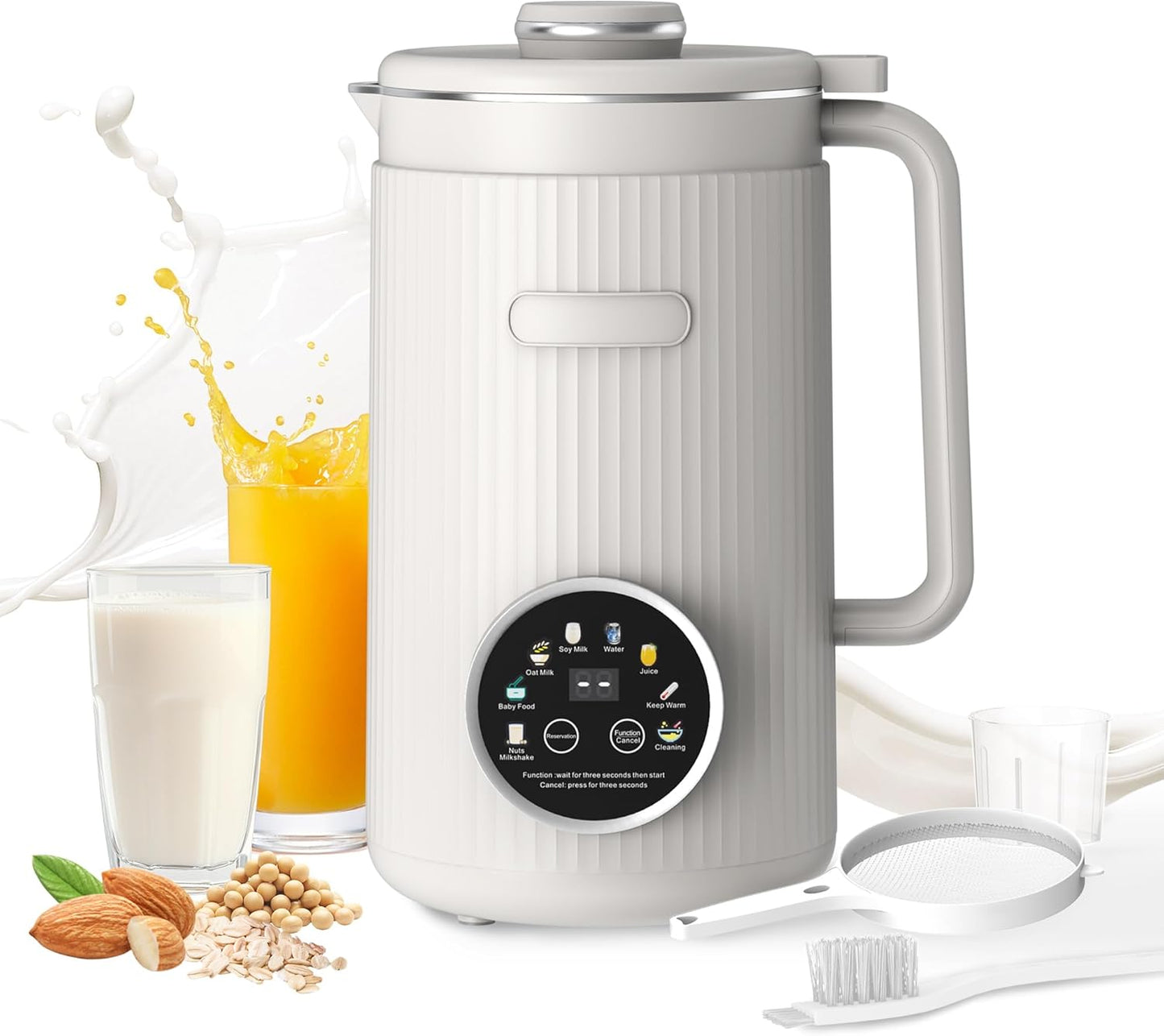 ANHANE 35oz Soy Milk Maker Machine: 8-in-1 Nut Milk Maker for Oat Milk, Vegan Drinks, Baby Food Blender - Plant-Based Milk Machine with Stainless Steel, LED Touch, Auto Shutoff (Green)