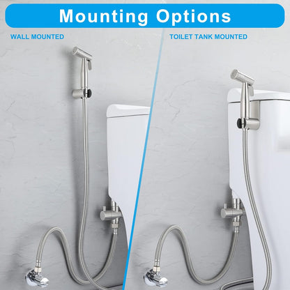 Mulin Bidet Sprayer for Toilet - Water Pressure Control Handheld Sprayer for Baby, Cloth Diaper, Feminine Wash - Brushed Nickel Stainless Steel
