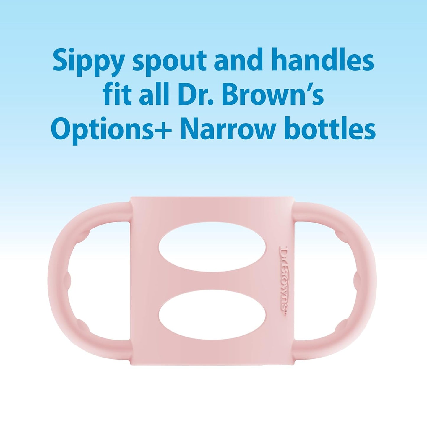 Dr. Brown's Milestones Narrow Sippy Spout Bottle with 100% Silicone, Easy-Grip Handles and Soft Sippy Spout, 8oz/250mL, Light Pink and Ecru, 2-Pack, 6m+