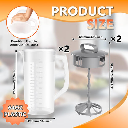 2QT/64oz Vortex Mixing Pitcher with Detachable Plunger & Leak-Proof Lid – BPA-Free, Dishwasher-Safe Pitcher for Juice, Shakes, Formula & More (1 Pack)