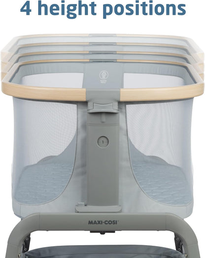 Maxi-Cosi Iora Baby Bassinets Bedside Sleeper, Portable Bassinet, Infant Bedside Sleeper Crib, Height Adjustable, Breathable Mesh, Large Storage Basket, Truffle