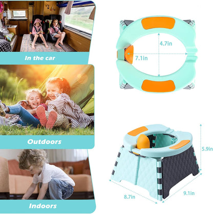 Portable Potty Chair for Toddlers with Splash-Proof Design, Foldable Travel Potty with Bag & 30 Refills - Kids Toilet for Car, Camping, Indoor - Easy Clean Baby Potty Training Seat(Red-blue)