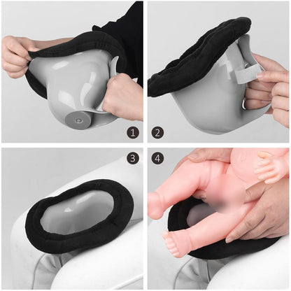Newborn Baby Potty- the Diaper-Free Solution for Indoor & Outdoor Elimination Communication; Cute Fish Design (Grey)