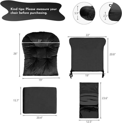Lucky Monet 5Pcs Glider Rocker Replacement Cushions - Velvet Glider Cushions Replacement Set with Side Storage Pockets, Thick Glider Chair Cushions Washable & Non Slip, Cushion ONLY - Beige