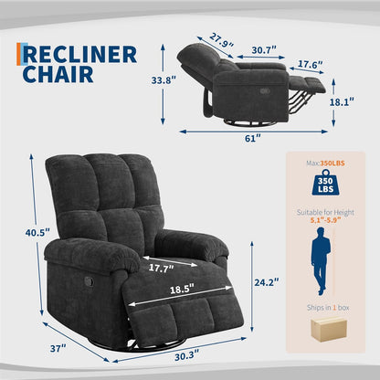Garvee Power Recliner Chair with 270° Swivel and Rocking, Electric Glider Nursery Chair with USB Charging Port, PU Leather Upholstery and Button Tufted Backrest for Living Room, Cream