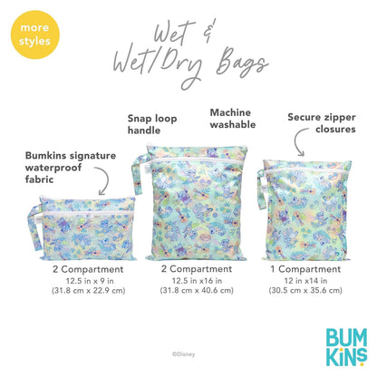 Bumkins Disney Waterproof Wet Bag for Baby, Travel, Swim Suit, Cloth Diapers, Pump Parts, Pool, Gym Clothes, Toiletry, Strap to Stroller, Daycare, Zip Reusable Bag, Packing Pouch, Winnie the Pooh