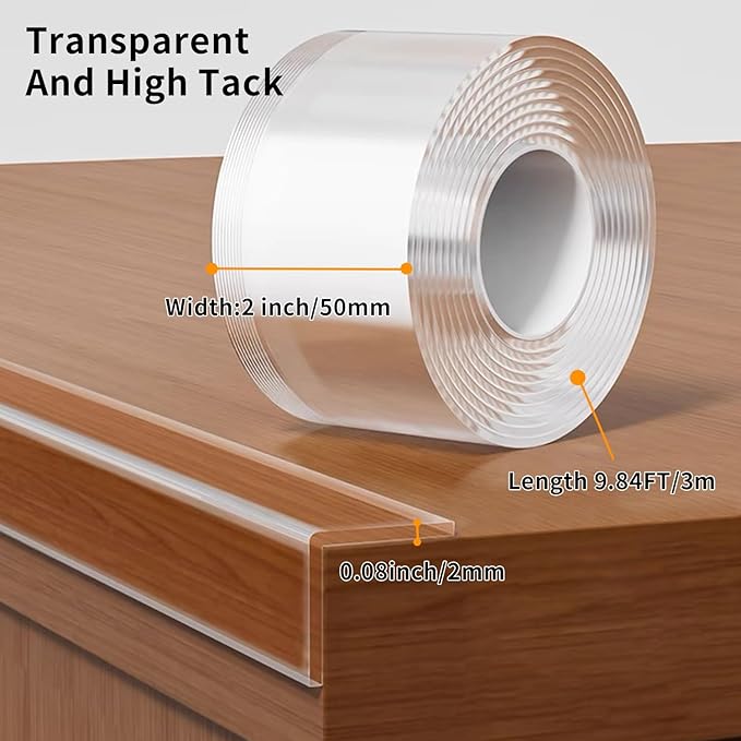Edge Corner Protector Baby Proofing,Sharp Edge Wrap Cover Tape,Soft Clear Corner Guard & Fireplace Edge Safety Strip,Crib Rail Covers for Teething,Corner Protectors for Furniture,2 in x 9.84 FT