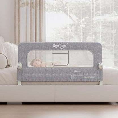 Bed Rail for Toddlers, 47 Inch Swing Down Bed Rail for Baby with Wider U-Shape Base, Breathable Toddler Bed Rails for King, Queen, Full, Twin Baby Bed Rail Guard