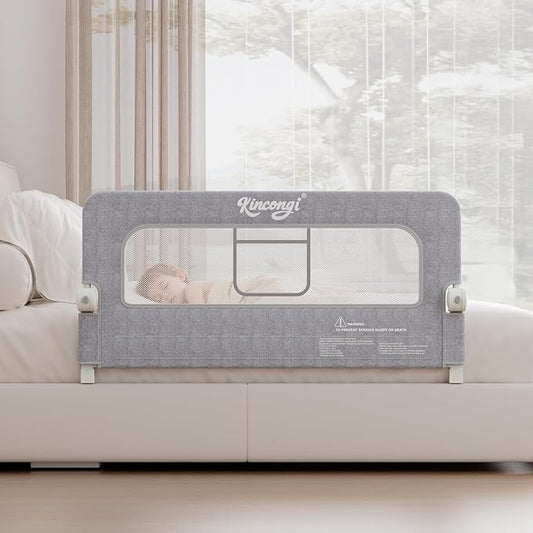 Bed Rail for Toddlers, 47 Inch Swing Down Bed Rail for Baby with Wider U-Shape Base, Breathable Toddler Bed Rails for King, Queen, Full, Twin Baby Bed Rail Guard