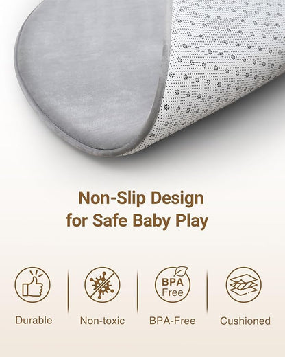 Thick Round Baby Play Mat for Floor,47 Inch Playpen Mat Foam Mats,Soft Support & Plush Feel Play Tent Mats for Infant,Kids,and Toddler Crawling,Non-Slip Back for Kids Indoor Playhouses(Light Grey)