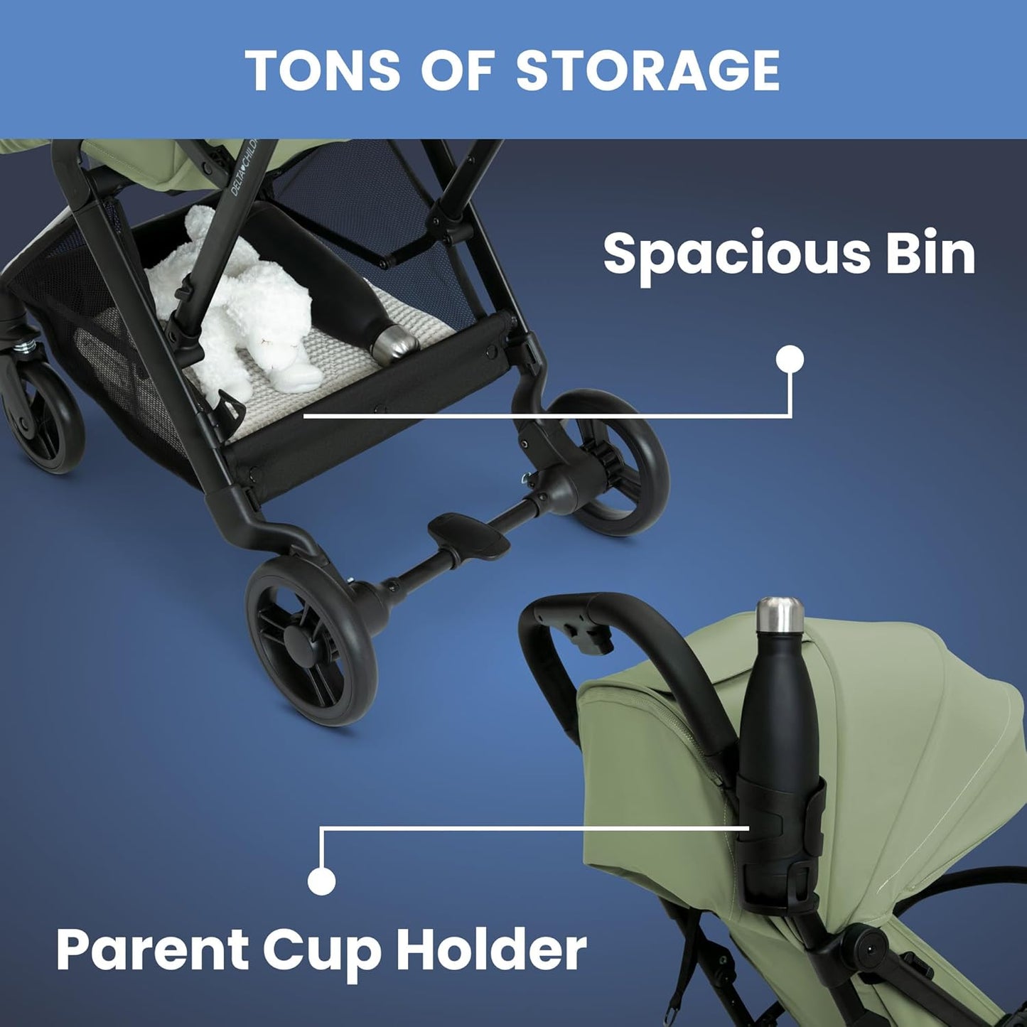 Delta Children Icon Ultra Compact Travel Stroller - Greenguard Gold Certified, Black