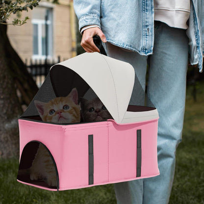 Magshion Compact Pet Stroller for Small-Medium Dogs/Cats up to 22lbs, 4-Wheel Lightweight Umbrella Shaped Portable Puppy Travel Jogger with Breathable Mesh, Cup Holder & Rear Storage, Black