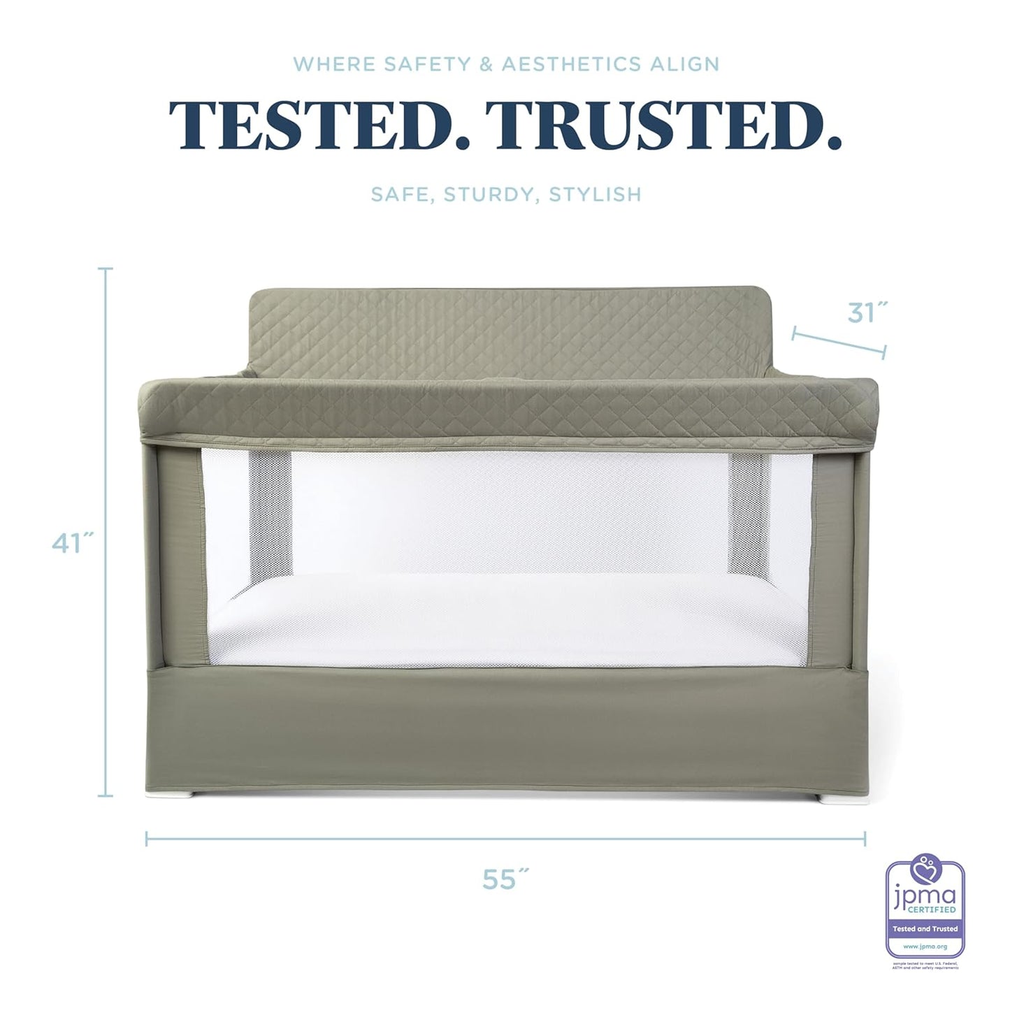 Baby Delight Lunaire Full Size Crib | Breathable Mesh Baby Crib | Tool-Free Assembly Baby Bed | Charcoal Tweed