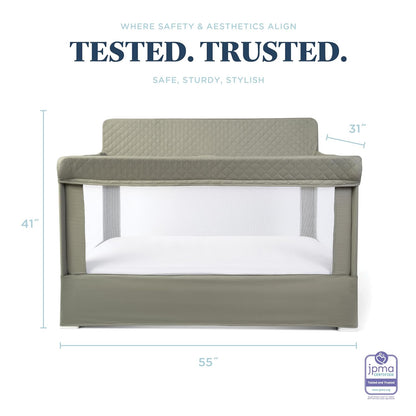 Baby Delight Lunaire Full Size Crib | Breathable Mesh Baby Crib | Tool-Free Assembly Baby Bed | Charcoal Tweed