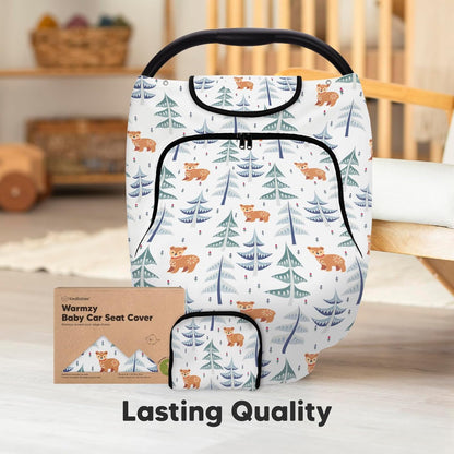 KeaBabies Winter Car Seat Cover Baby, Newborn - Universal Fit Infant Carseat Covers Baby Girl, Boy, Breathable, Lightweight Blanket, Easy to Use Stroller Canopy, Rain, Wind, Sun Shade (Laurel)