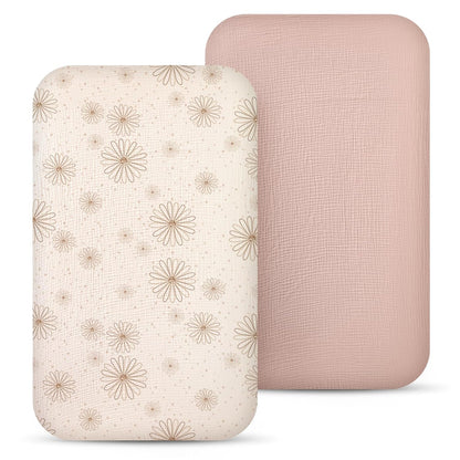 lulumoon Baby Bassinet Sheets Muslin: Cotton Bedside Bassinet Sheets Leaf for Boys - Fitted for Bedside Sleeper Mattress