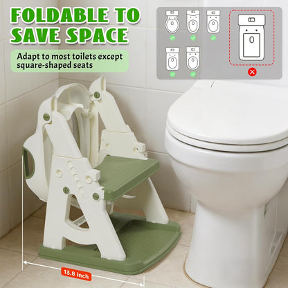 Potty Training Toilet Seat, Stable Potty Training Seat with Step Stool, 2 in 1 Toddler Toilet Seat with Steps for Kids Boys Girls, Toddler Potty Seat with Ladder, Splash Guard, Anti-Slip Pads (Gray)