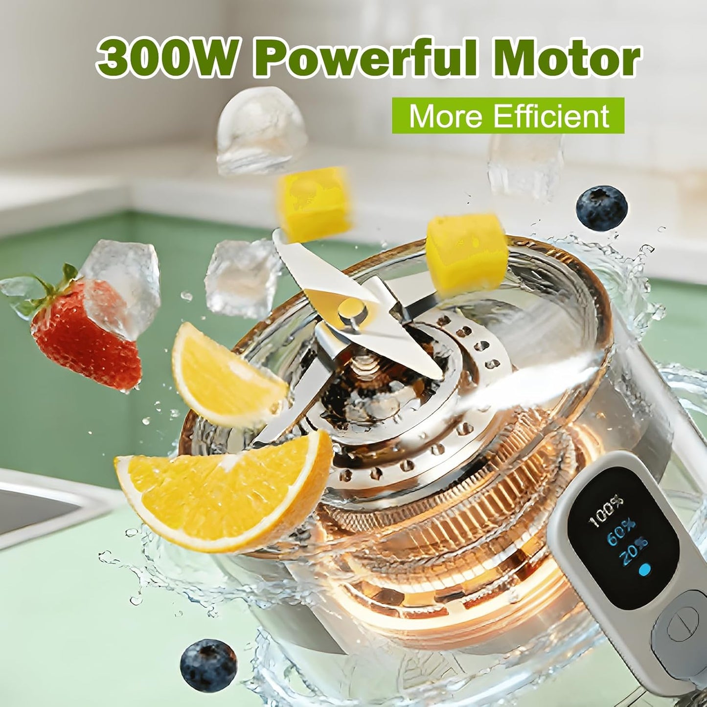 Portable Blender for Smoothies Electric Juicer - Freshly Juices Milk shakes and Baby food Small Portable Blender with 300W Motor Mini Mixer with Extra Lid Suitable for Outdoor Sports Travel
