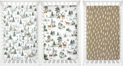 PHF 3 Pack Soft Mini Crib Sheets, Floral & Animal Pack N Play Sheets for Baby Boys Girls, No Slip Universal Fit for Pack N Play, Playard, Portable and Mini Crib Mattresses,Floral & Animal