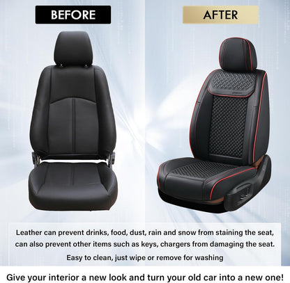 Coverado Leather Seat Covers for Car, Waterproof Car Seat Covers Full Set, 2 in 1 Conversions Car Seat Cover Protector Car Accessories Universal Fit for Most Cars SUVs and Trucks Beige