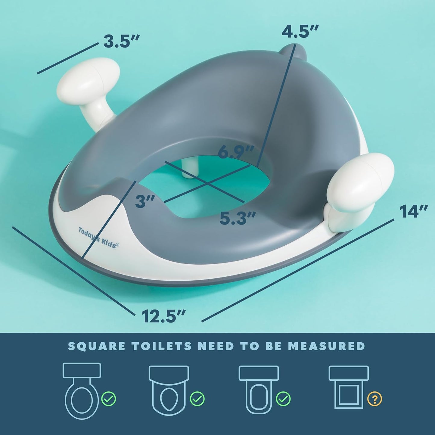 Todays Kids Anti-Slip Baby Training Toilet Seat for Toddlers - Comfortable & Soft Cushion, Secure Grip Handles - Splash Guard Design Potty Toddler Toilet Seat Attachment, Easy Storage Loop - Blue