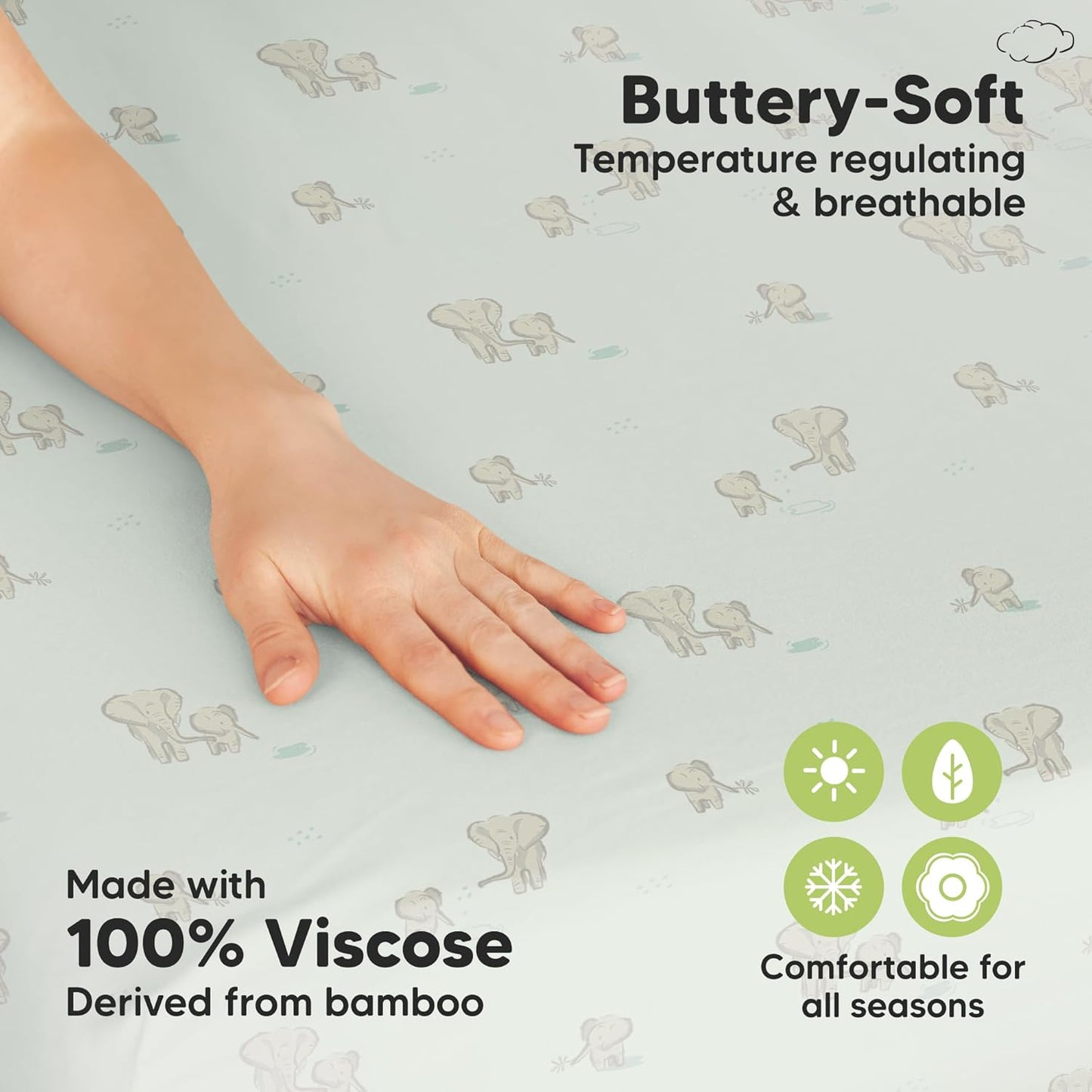 2-Pack Waterproof Pack and Play Sheets, Mini Crib Sheets Fitted for Boy, Girl - 38 x 26 Viscose from Bamboo Pack N Play Mattress Sheets for Graco, Toddler Playard Baby Crib Sheets Neutral (Blue Flax) - Colors A
