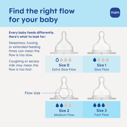 MAM 9oz Feel Good Pure Glass Anti-Colic Wide Neck Baby Bottle, Medium Flow Skin Soft Silicone Nipple, Easy to Clean, BPA Free, 2+ Months, Easy Switch Between Breast & Bottle, Made in Europe, 3 Pack