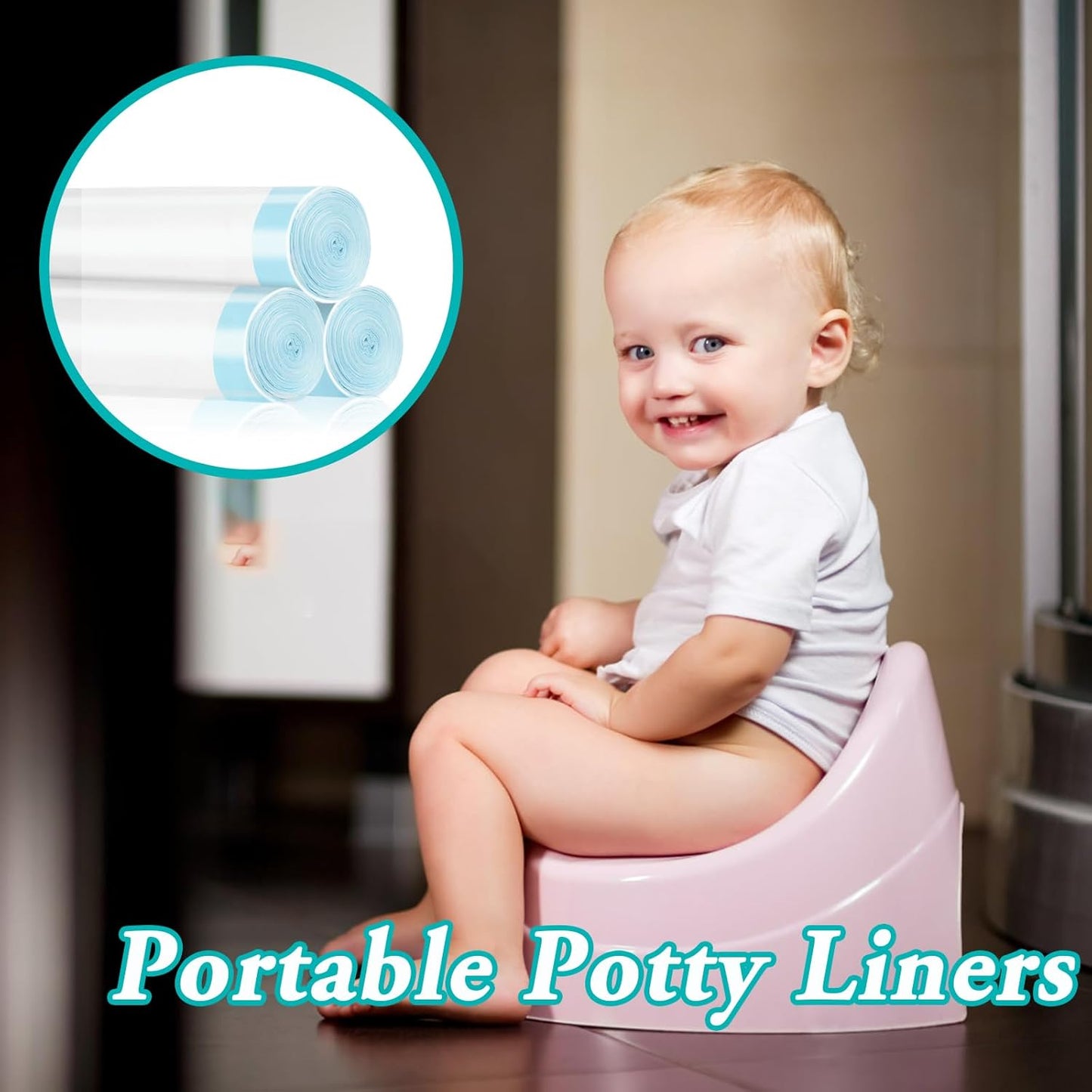 100 Pack Potty Chair Liners Disposable,Drawstring Training Toilet Seat Liner Bags Cleaning Bag for Kids Toddlers Outdoors Travel