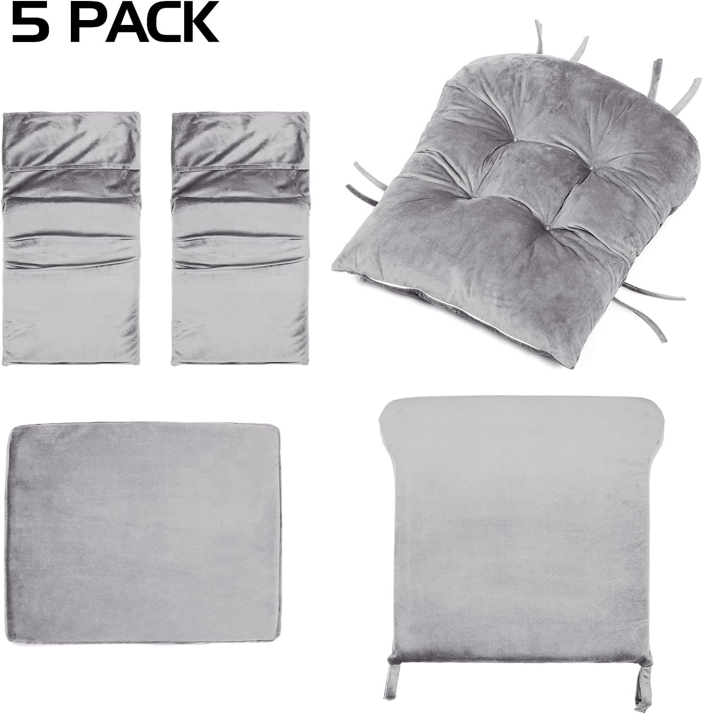 Lucky Monet 5Pcs Glider Rocker Replacement Cushions - Velvet Glider Cushions Replacement Set with Side Storage Pockets, Thick Glider Chair Cushions Washable & Non Slip, Cushion ONLY - Beige