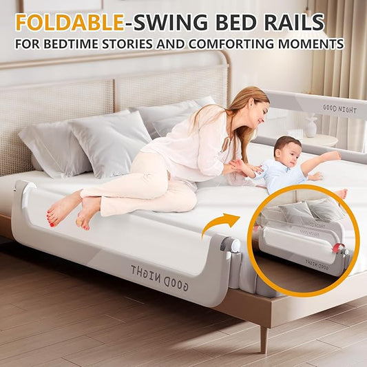 Foldable Toddler Bed Rails - Kids Guard Bumper for Crib Safe Bed Side Rail for Twin Queen King Full Size Beds（48inch）