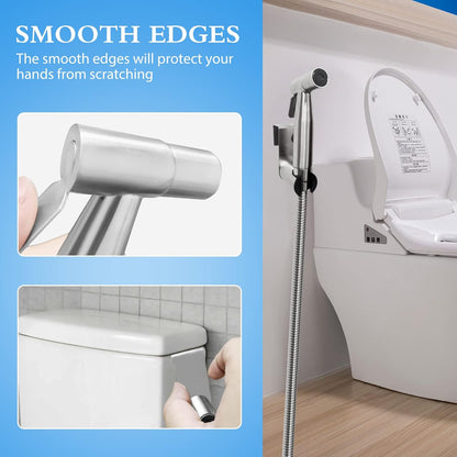 Ikaufen Handheld Bidet Sprayer for Toilet Adjustable Water Pressure Control Bidet Hose Attachment for Bathroom Shower Spray Stainless Steel Cloth Diaper Sprayer Kit