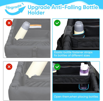 Stroller Snack Tray with Anti-Falling Bottle Holders for Wonderfold Wagon,Waterproof Faux Leather Interior,Easy to Install and Remove( W1,W2)