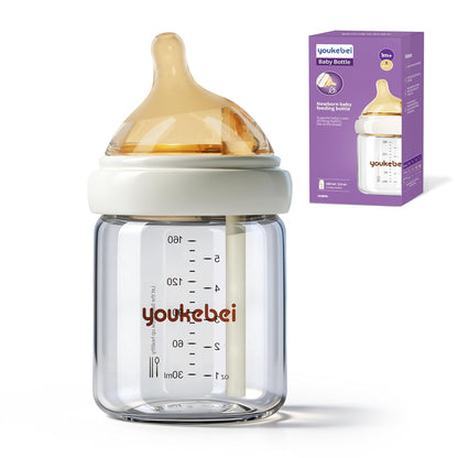 Small Glass Baby Bottle for Newborn Breastfeeding Babies, Preemie & Extra Slow Flow Nipples (SS), Anti-Colic, Breast-Like, 0 Months+, 3 oz, 2 Pack
