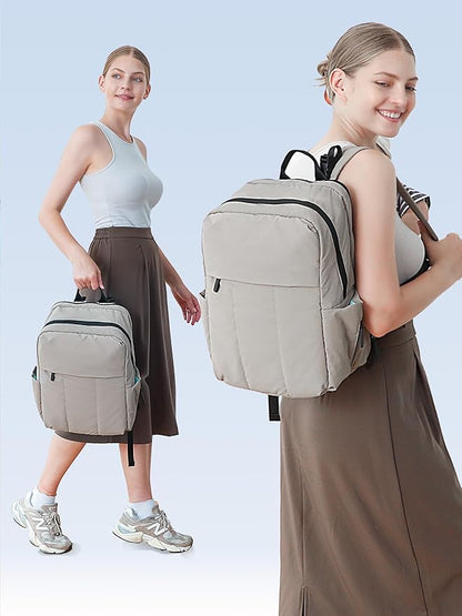MOMINSIDE Diaper Bag Backpack - Large Puffer Diaper Bag - Neoprene Diaper Bag Quilted Baby Bag, Large Changing Pad, 15 Pockets, Lightweight, Grey