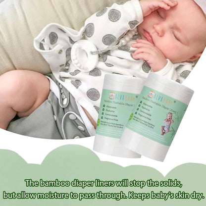 ALVABABY Diaper Liner for Baby Cloth Diapers Natural Soft Disposable Diaper Liners 11.8x7.1 Inch Fragrance Free Chlorine Free 400 Sheets