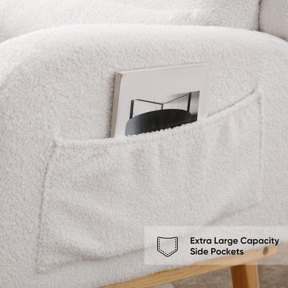 HCHAIRH Rocking Chair Nursery, Sherpa Nursing Rocking Chairs, Upholstered Nursery Glider Rocker for Mom Nursery Morden Accent Rocking Chair Pillow for Living Room,Bedroom,Teddy Light Grey