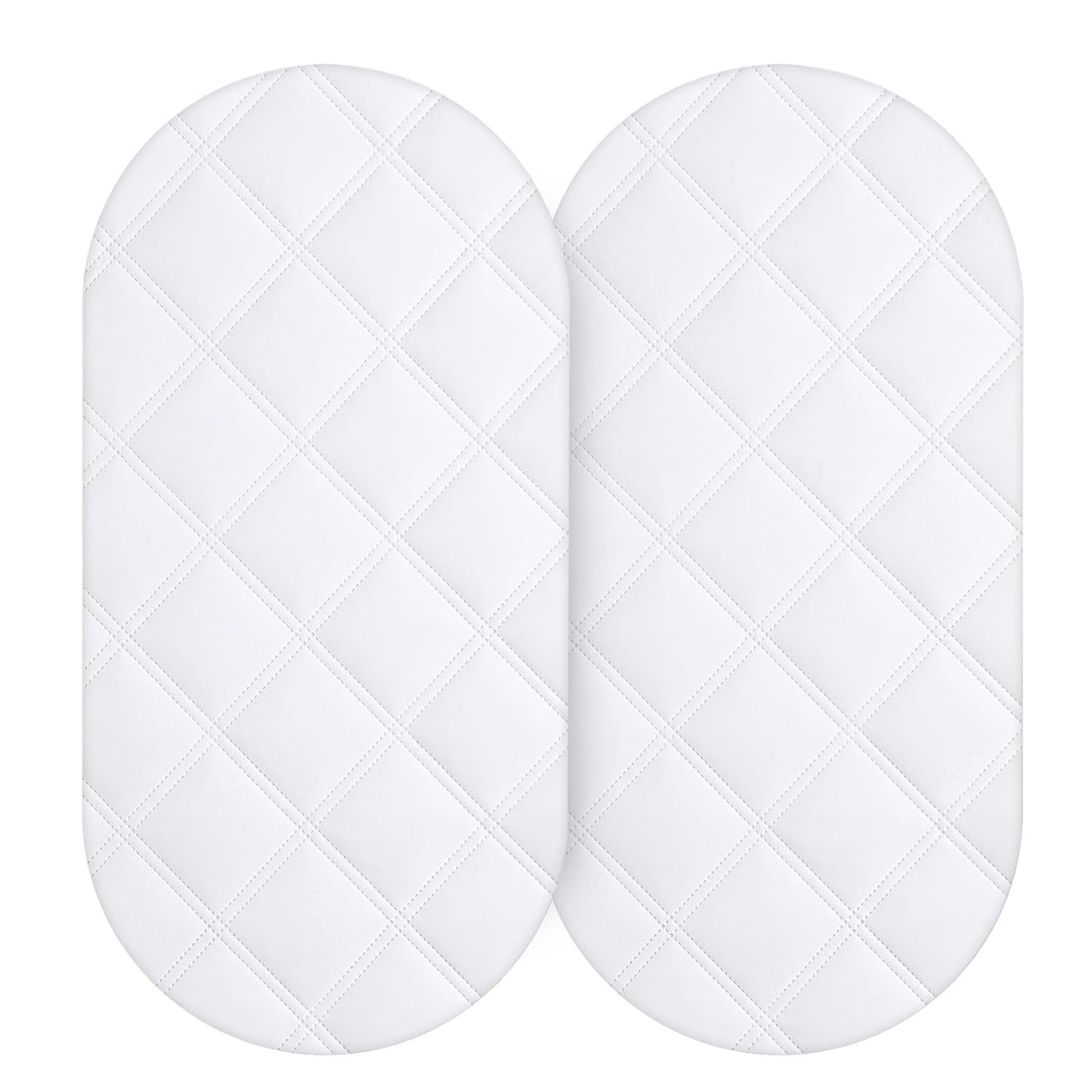 Yoofoss Waterproof Bassinet Mattress Pad Cover 2 Pack Fit for Rectangle Bassinet Mattress, Baby Bassinet Mattress Protector for Boys and Girls 34X19in