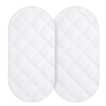 Yoofoss Waterproof Bassinet Mattress Pad Cover 2 Pack Fit for Rectangle Bassinet Mattress, Baby Bassinet Mattress Protector for Boys and Girls 34X19in