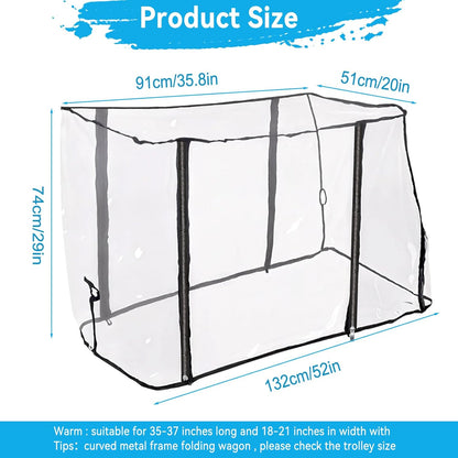 Wagon Cover for Rain, Universal Rain Cover Water Proof Wind Cover Stroller Baby Trend Quad Radio Flyer Wagon Rain Cover Trolley Cart Accessories for Outdoor Garden Camping Picnic