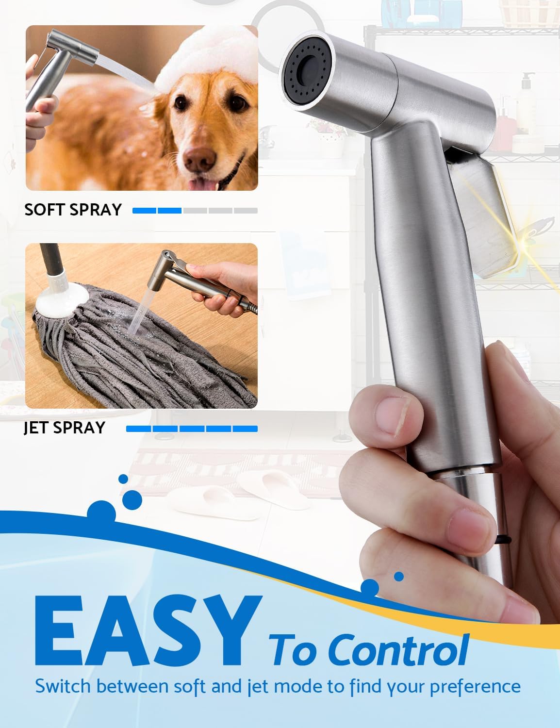 BRITULIF Handheld Bidet Sprayer for Toilet, Jet Sprayer for Toilet Muslim Shower, Adjustable Cloth Diaper Sprayer Bidets Attachment for Toilet, Toilet Bidet Sprayer with Bidet Hose for Feminine Wash