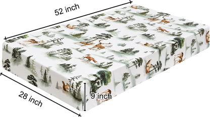 PHF 3 Pack Soft Mini Crib Sheets, Floral & Animal Pack N Play Sheets for Baby Boys Girls, No Slip Universal Fit for Pack N Play, Playard, Portable and Mini Crib Mattresses,Floral & Animal