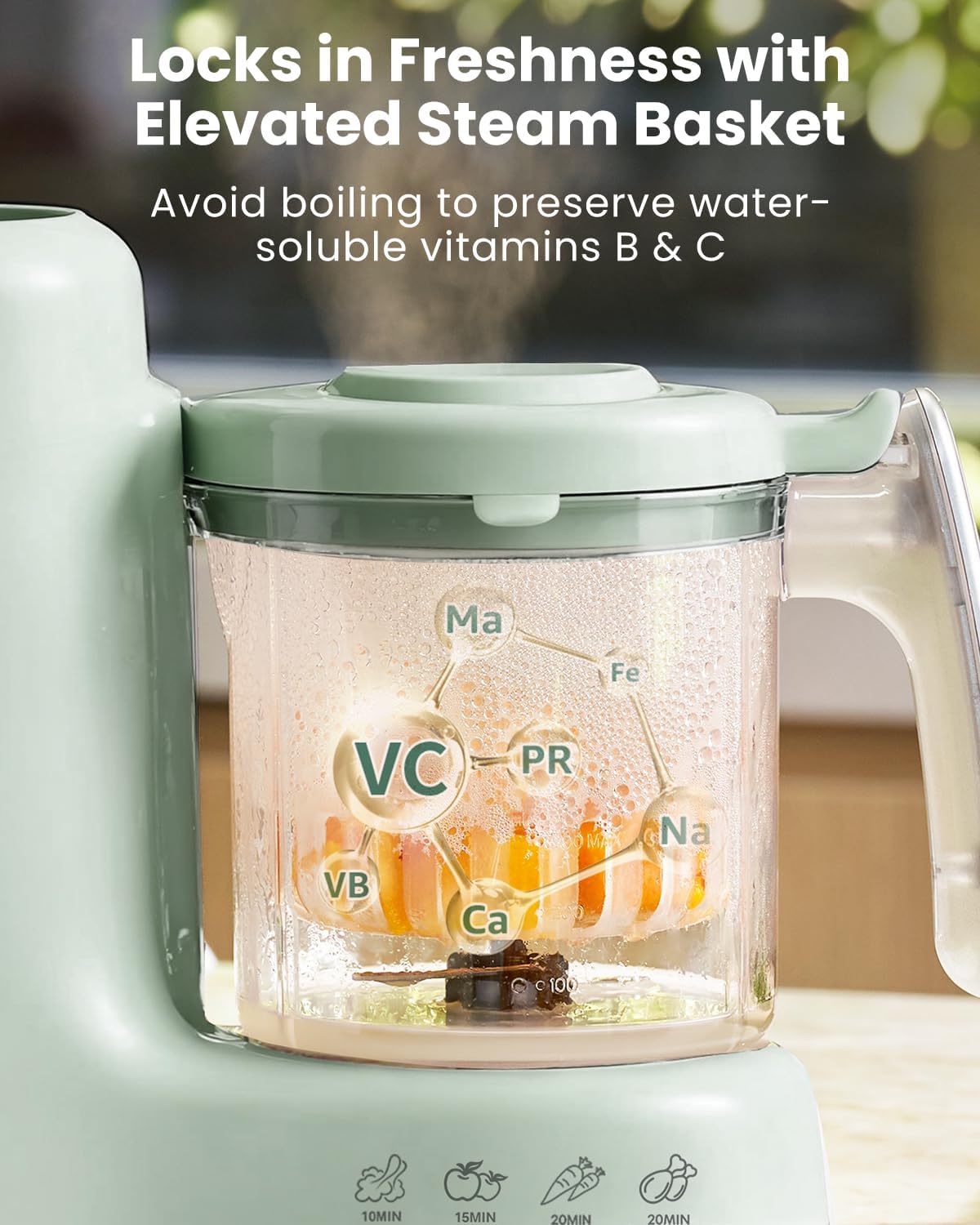 Grownsy Baby Food Maker with Steam Basket, One Step Baby Food Processor Steamer Puree Blender Grinder Mills Machine, Auto Cooking Grinding and Sterili-zing for Healthy Homemade Baby Food, Blue