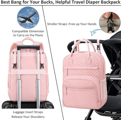 Tenot Diaper Bag Backpack Tote for Women Large Capacity, Baby Bag with Insulated Pockets Multifunctional Diaper Bags For Baby Girl Boy Waterproof Baby Bags For Boys Girls Maternity Bag Baby Pink