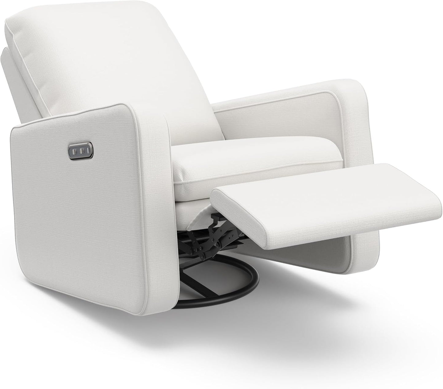 Graco Teddi Power Recliner Swivel Glider, Electronic Power Recline, Oeko-TEX 100 Certified, USB-A & USB-C Charger, Premium Cushioning & Comfort – (Ivory Basketweave)