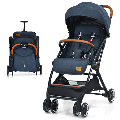BABY JOY Lightweight Baby Stroller, Compact Toddler Travel Stroller for Airplane, Infant Stroller w/ 5-Point Harness, Adjustable Backrest/Footrest/Canopy, Storage Basket, Easy One-Hand Fold, Beige