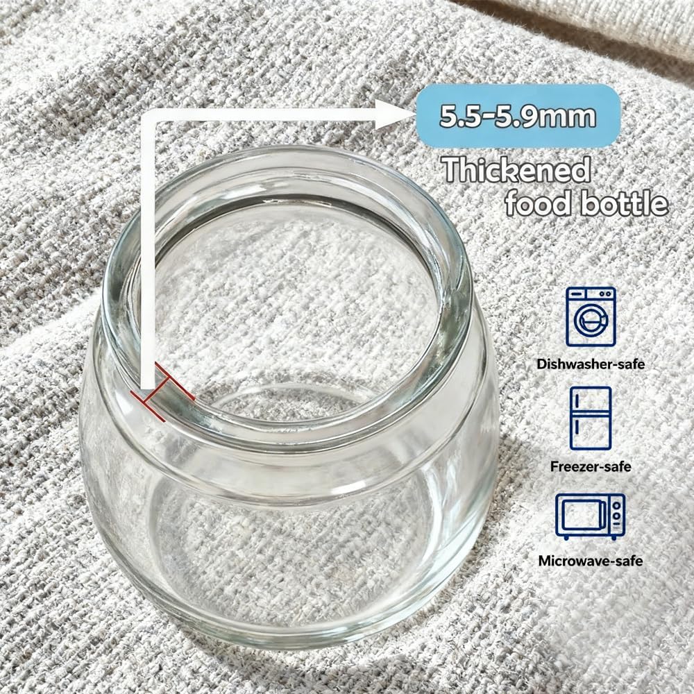Baby Food Storage Containers,12 Pack Baby Food Containers with Lids,6 oz Glass Baby Food Jars,Small Snack Containers for Toddlers,Thickened Baby Food Storage Containers for Infant and Baby