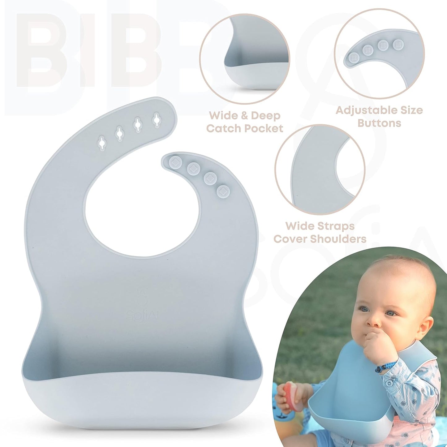 BPA-Free Non-Toxic Silicone Baby Feeding Set – Suction Plate, Bowl, Bib & Cup – 11-Piece Baby Led Weaning Set for Ages 6-18 Months – Eco Gift Bag (Dusty Blue)