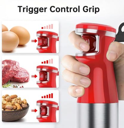 Turelar Immersion Blender Handheld Corded Hand Blenders Set 1100W, Trigger Variable Speed 5 in 1 Stick Emulsifier with Chopper, Whisk and Frother for Soup, Baby Food and Smoothies, Orange