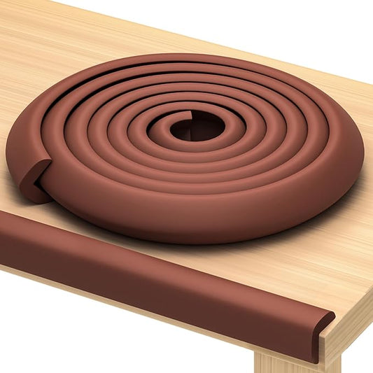 Furniture Edge Guards | 16ft Protective Protective Foam Cushion | Baby Child Proofing Set NonToxic for Table, Fireplace, Countertop | Brown