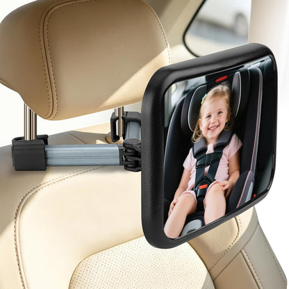 Kairiyard Baby Car Mirror, Hook Clip Car Back Seat Mirror for Baby Rear Facing, Clear Wide View Stable Safety Shatterproof 360° Rotation, Easily Observe the Baby